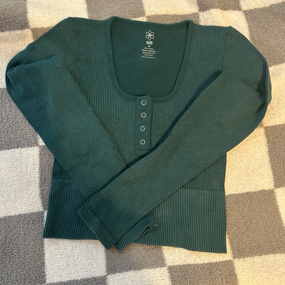 Aura Teal Ribbed Crop Top